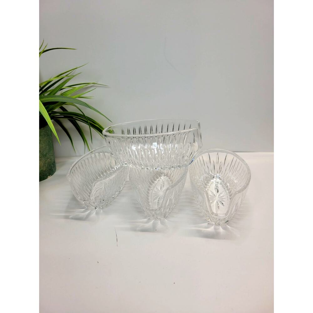 Set of 4 Vintage Princess House Highlights Crystal Spoon Holders Utensil Rest